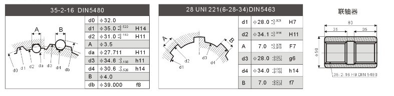 AKS擺缸馬達花鍵參數聯軸器